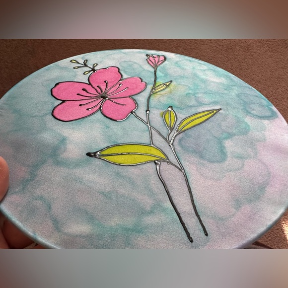 Handmade Silk Painting Art Piece - Hawaiian Flower Vibrant Colors Tie Dye Effect - Picture 11 of 13